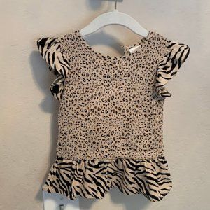 Smocked Animal Print Top